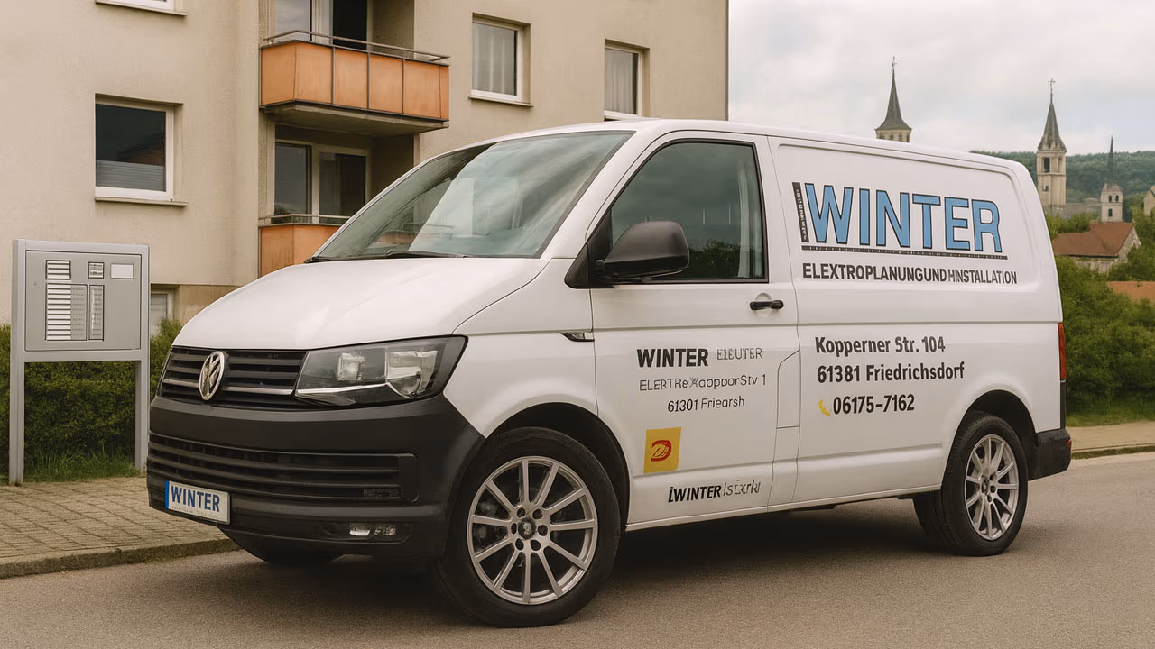 Service- und Kundendienstfahrzeuge vor dem Einsatz · Winter Elektro